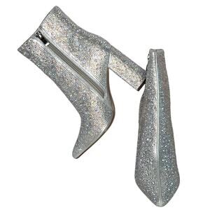 Lauren Lorraine Jam Rhinestone Embelished Silver Ankle Boots Size 7 NIB